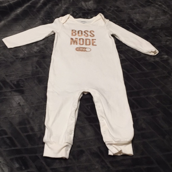 CARTER’S BABY GIRL “BOSS MODE” IVORY SNAP JUMPSUIT - Picture 1 of 5